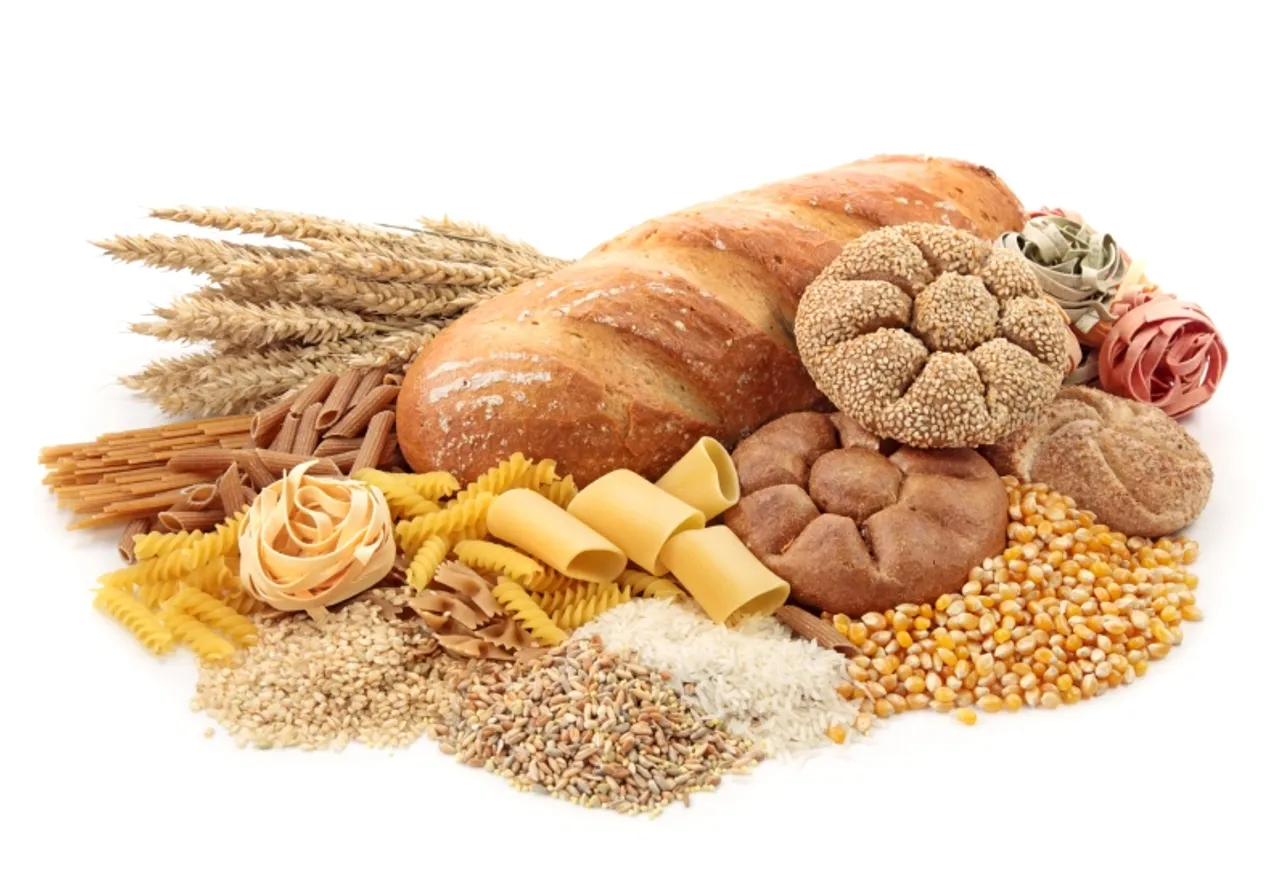 Foods high in carbohydrate, isolated on white