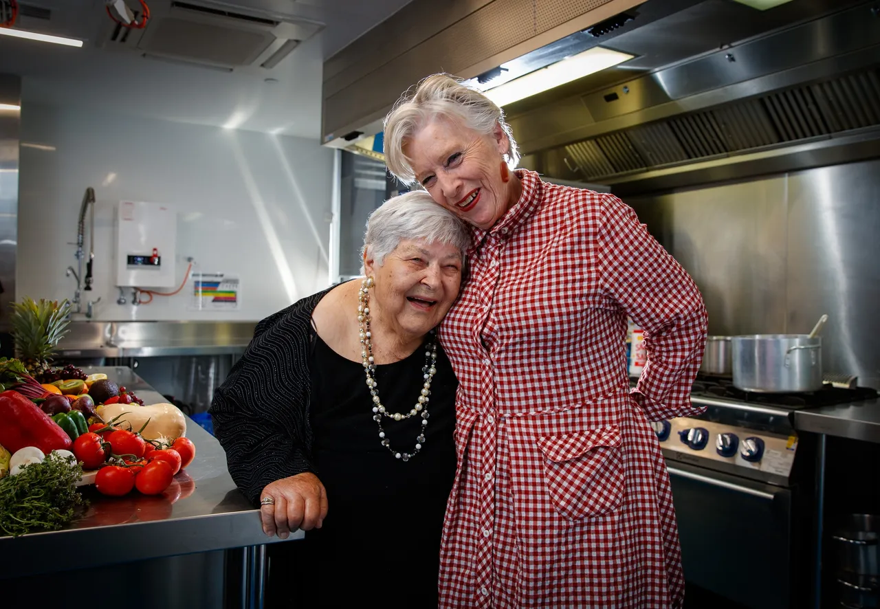 5/12/2019 Maggie Beer and her dear friend Zeffie, 90, stir up some Christmas cheer at an Adelaide aged care home. Picture MATT TURNER.